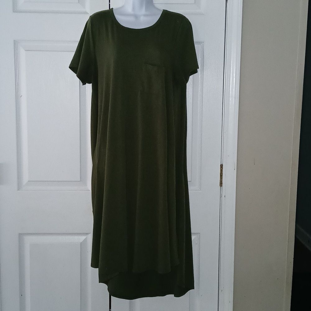 Lularoe olive green pocket tshirt  casual comfy dress  Sz L